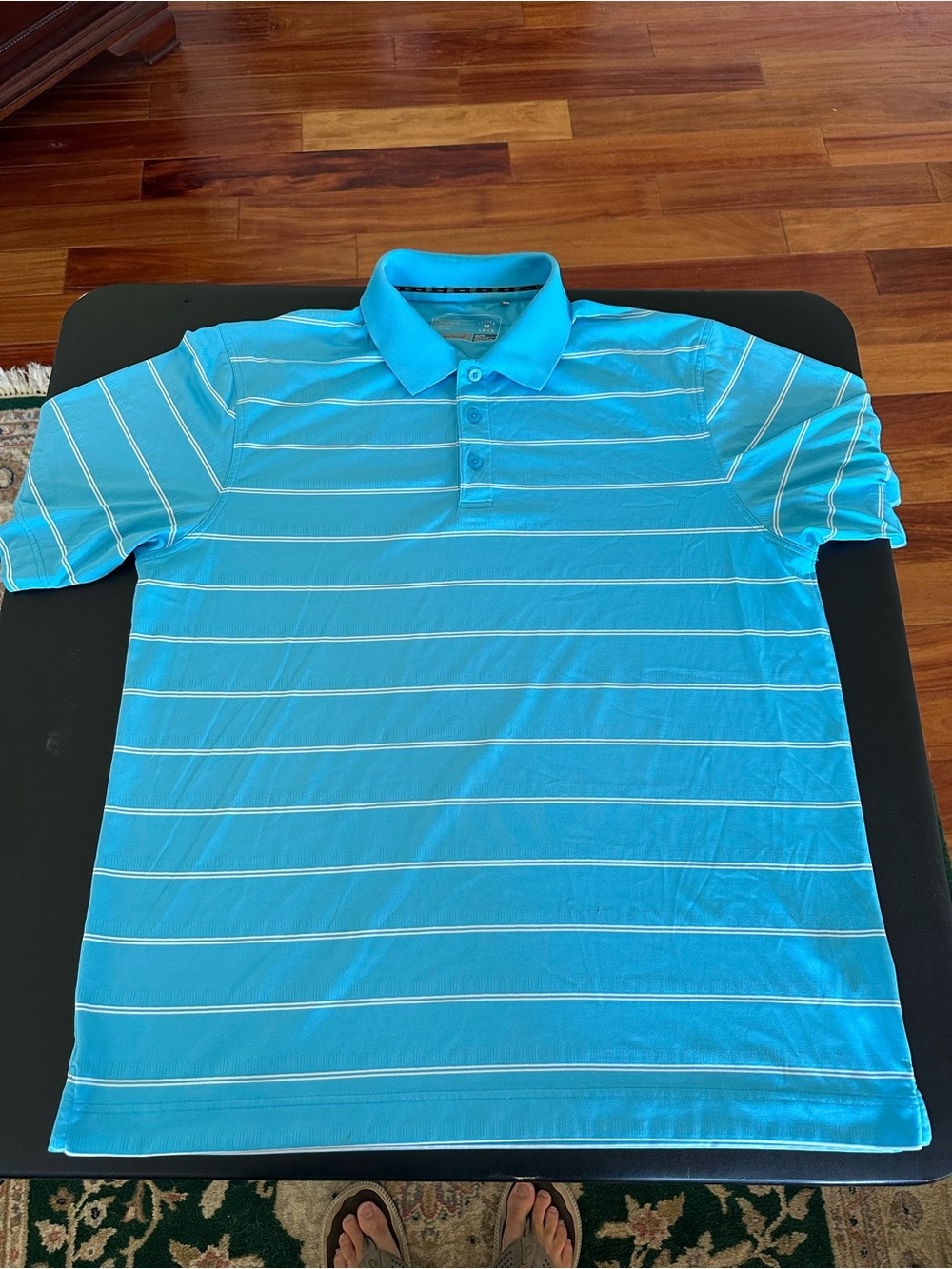 Cutter & Buck Men's Blue and white Striped Polo Shirt 2XL